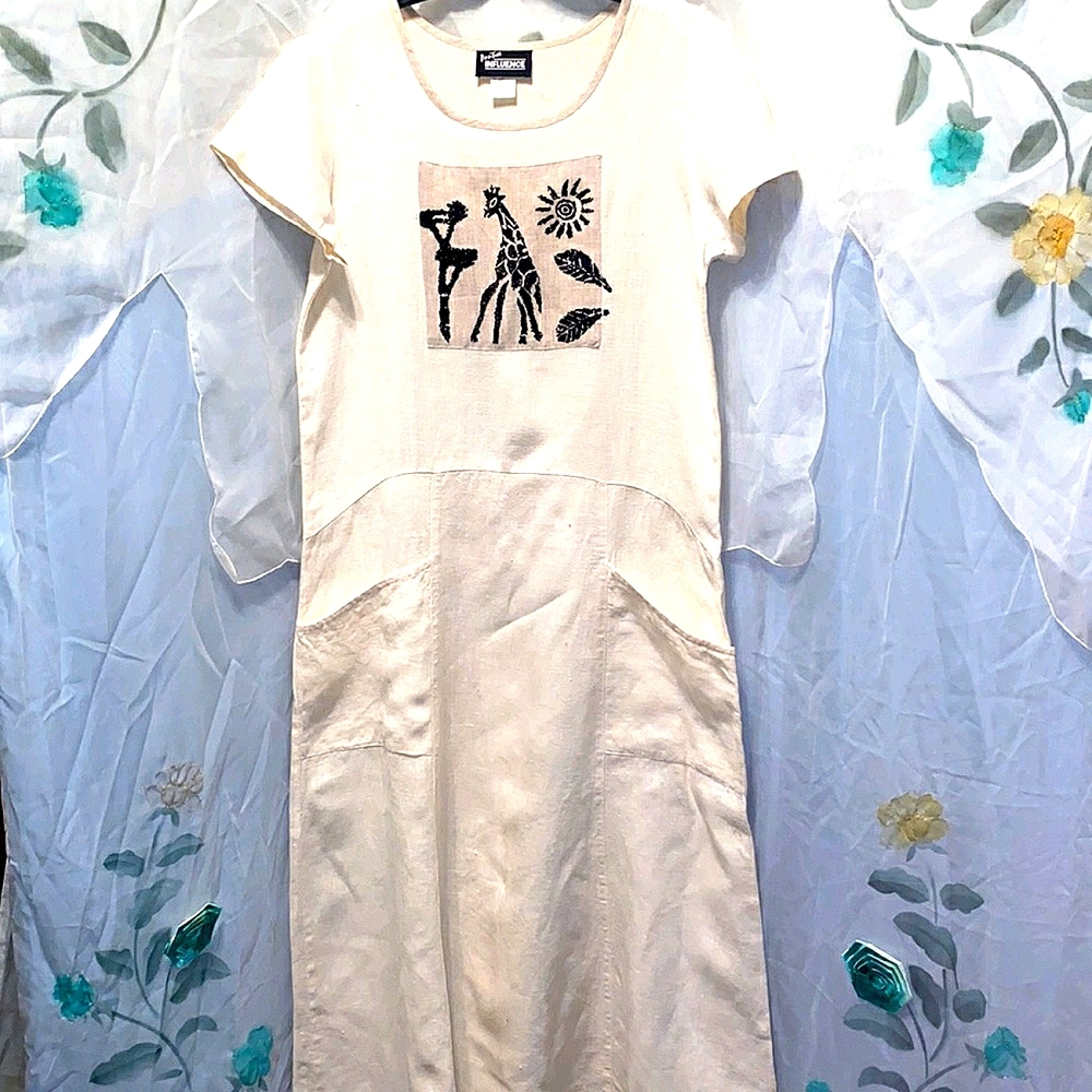 POSITIVE INFLUENCE 100% LINEN MAXI DRESS SZ 10